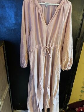 a new day Dusty Rose V-Neck Drawstring Maxi Dress L